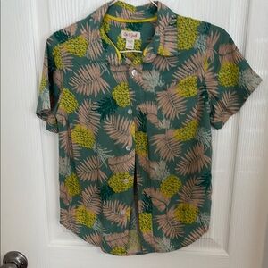 OluKai Men's Green and Yellow Leaf Print Shirt